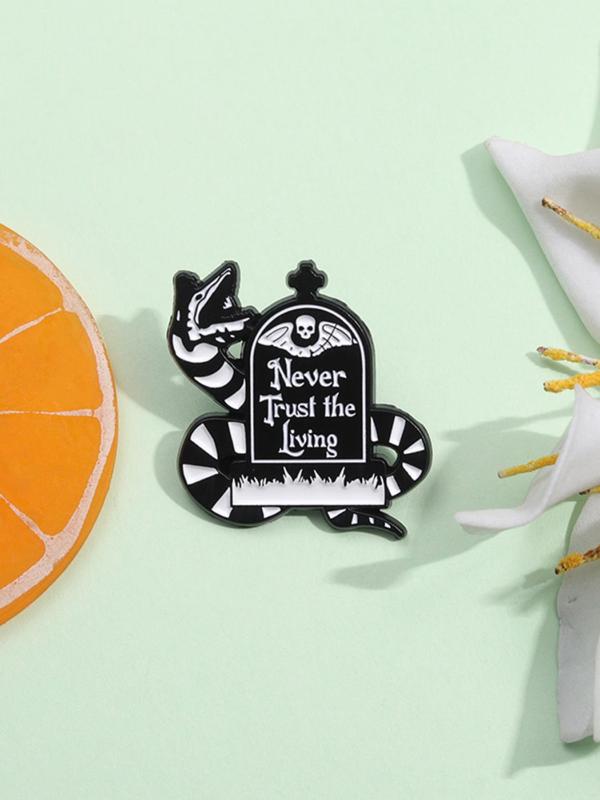 Never Trust The Living Letter Design Brooch, Fashion Accessories for Women & Men, Creative Gift, Suitable for Backpacks, Jeans, Scarves, Hats Decoration