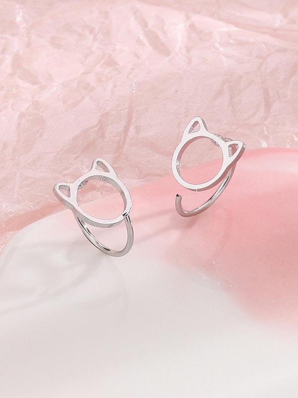 1 Pair Cute Hollow out Cat Design Stud Earrings, Animal Themed Fashion Jewelry for Women, Simple Daily Use Fashion Accessories for Club, Party