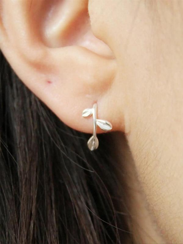 Leaf Design Stud Earrings, Cute Simple Ear Jewelry for Women, Fashion Jewelry for Party, Daily Clothing Decor, Trendy All-match & Exquisite Jewelry