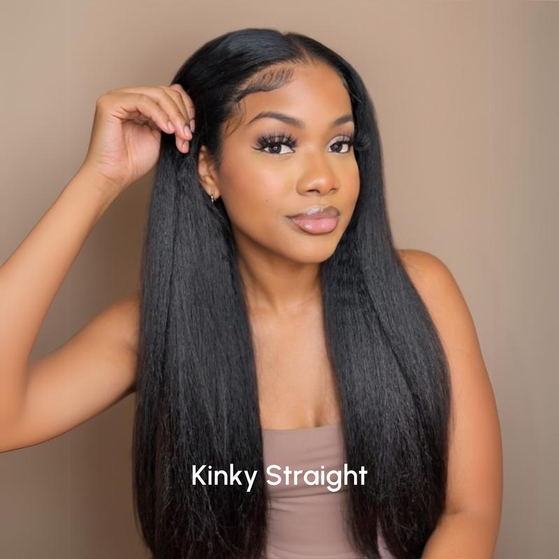 UNice Upgrade EasiContour V Part Glueless Yaki Kinky Straight Wig Beginner Friendly 100% Human Hair