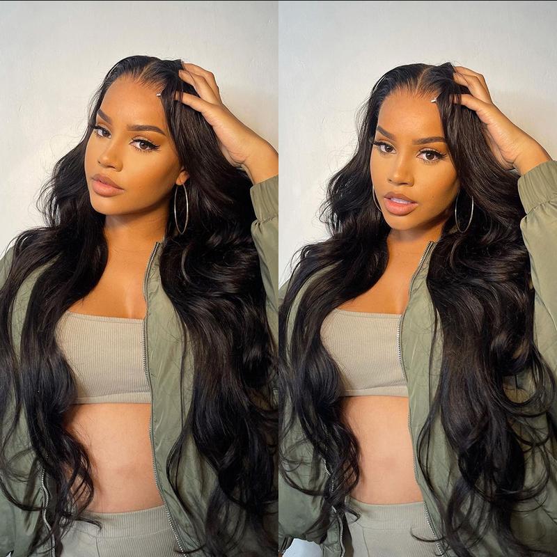 Bling Hair Body Wave 13x4 Transparent Lace Front Wigs Human Hair 180% Density 13x6 HD Lace Frontal Wigs Brazilian Natural Color For Black Women