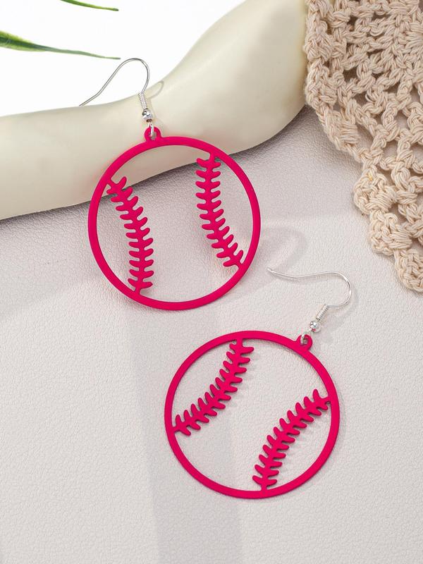 Hollow Out Baseball Design Dangle Earrings, Fashionable Jewelry for Women, Trendy All-match Jewelry for Beach, Party, Daily Clothing Decor, Exquisite Jewelry for Birthday Gift