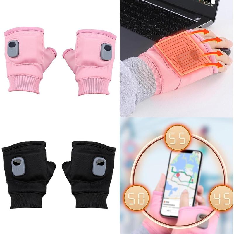 Portable Heating Gloves, 1 Pair Rechargeable Hand Warmer with Digital Display, Heated Gloves with 3 Temperature Modes for Home Office Use, Christmas Gift