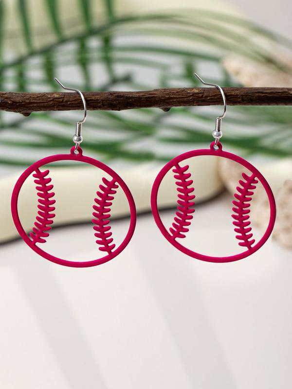 Hollow Out Baseball Design Dangle Earrings, Fashionable Jewelry for Women, Trendy All-match Jewelry for Beach, Party, Daily Clothing Decor, Exquisite Jewelry for Birthday Gift