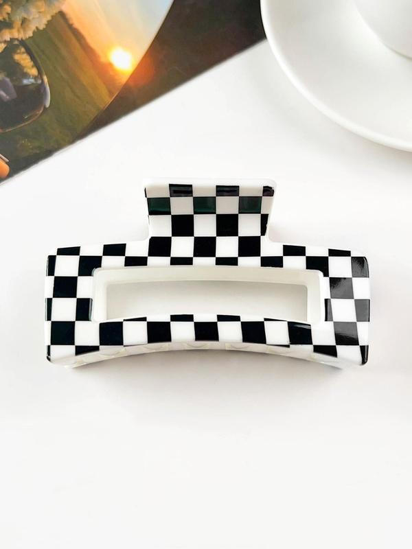 Checkerboard Pattern Hair Claws Set, Casual and Versatile Hair Accessories for Women, Minimalist Headwear Suitable for Thick Hair