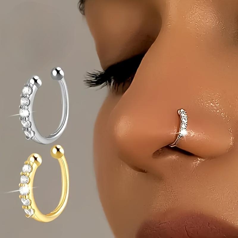 Exquisite Bohemian Chic Faux Nose Ring, Cubic Zirconia, No Piercing Needed, Fashionable Hip Hop Accessory for Women, Statement Jewelry Piece