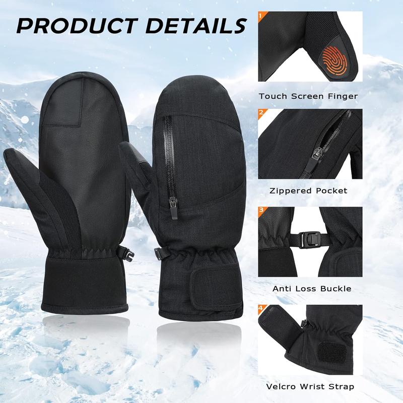 Ski Mittens for Men Women Touchscreen Snowboard Gloves Warm Waterproof Snow Gloves for Snowmobile Hiking Outdoor