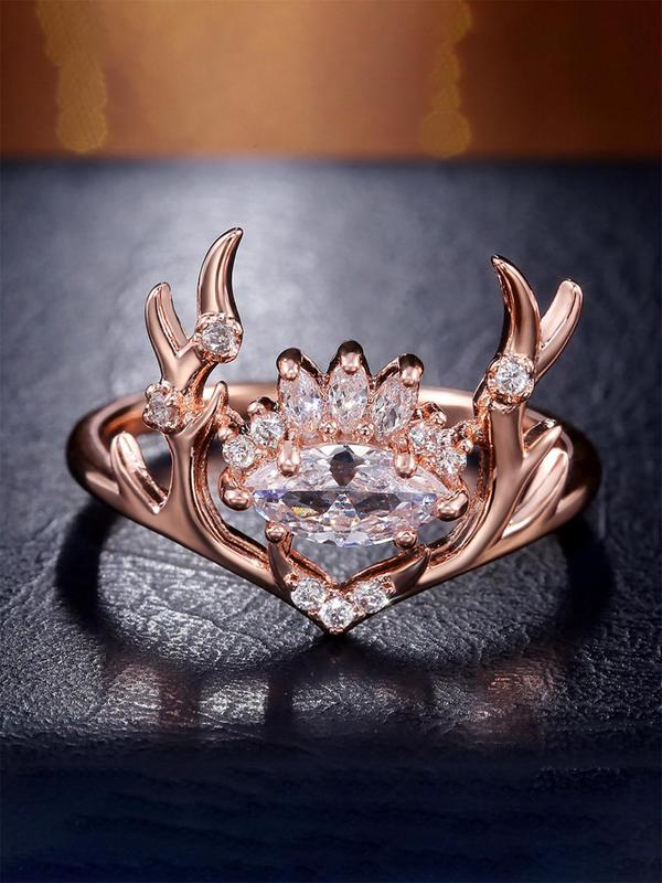 Cute Rhinestone Decorated Deer Design Ring, Fashionable Matching Jewelry for Women & Girls, Suitable for Party, Daily Clothing Decor for Gift, Back To School Accessory