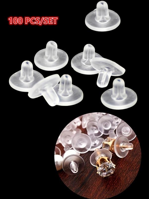 100pcs pack Transparent Silicone Earrings Backs, Minimalist Trendy Earring Safety Friction Back, Fashion Accessories for Stud & Hoop Earrings