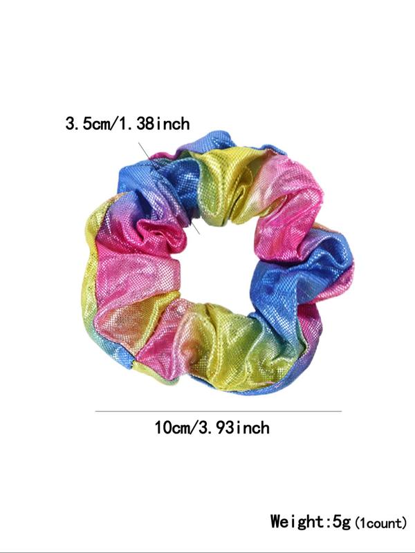 Random Color Glitter Scrunchies Set, Ombre Colorful Elastic Hair Tie, Hair Accessories for Women & Girls, Minimalist Headwear Suitable for Thick Hair