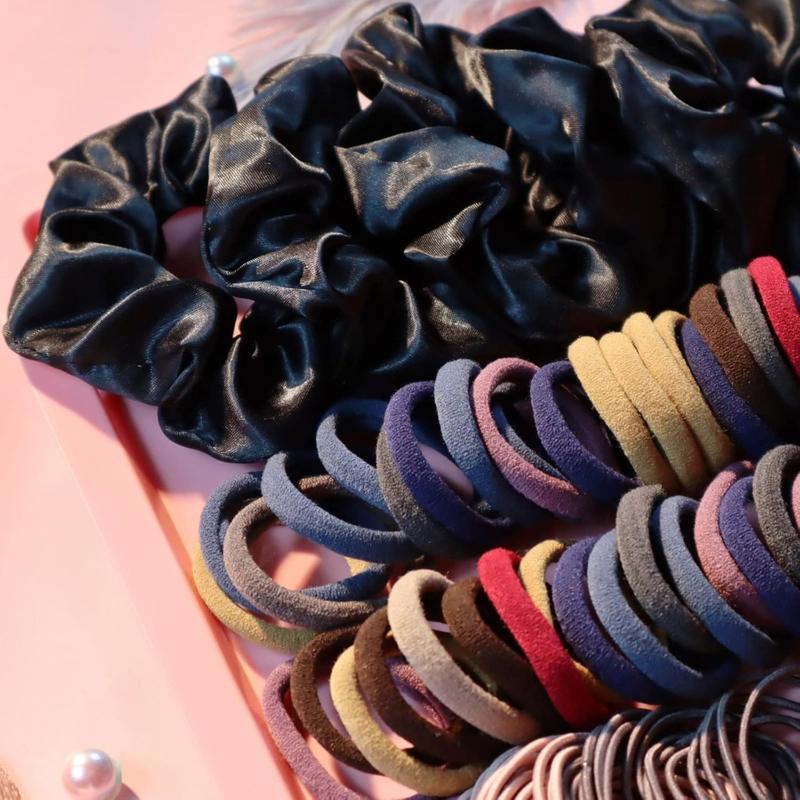 755 count Hair Accessories for Woman Set Seamless Ponytail Holders Variety Hair Scrunchies Hair Bands Scrunchy Hair Ties For Thick and Curly (Mix)