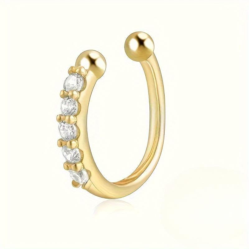 Exquisite Bohemian Chic Faux Nose Ring, Cubic Zirconia, No Piercing Needed, Fashionable Hip Hop Accessory for Women, Statement Jewelry Piece