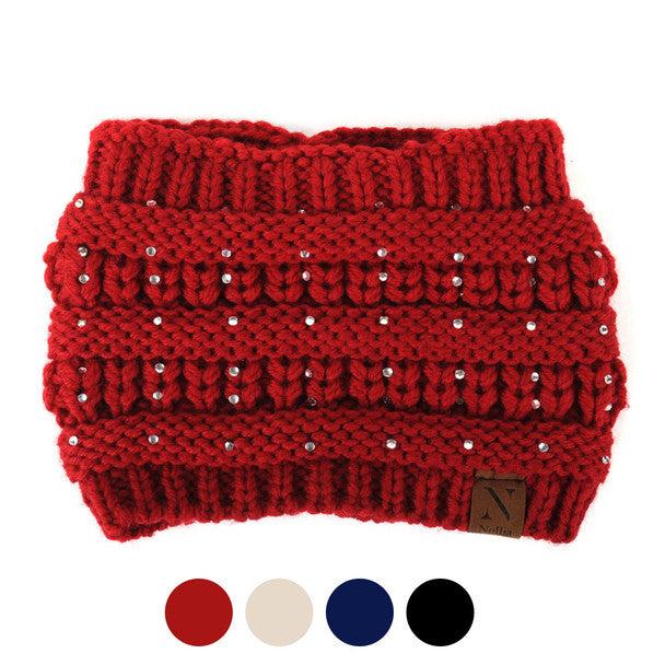 Women's Winter Headband - Knit Rhinestone Winter Headband Ear Warmer