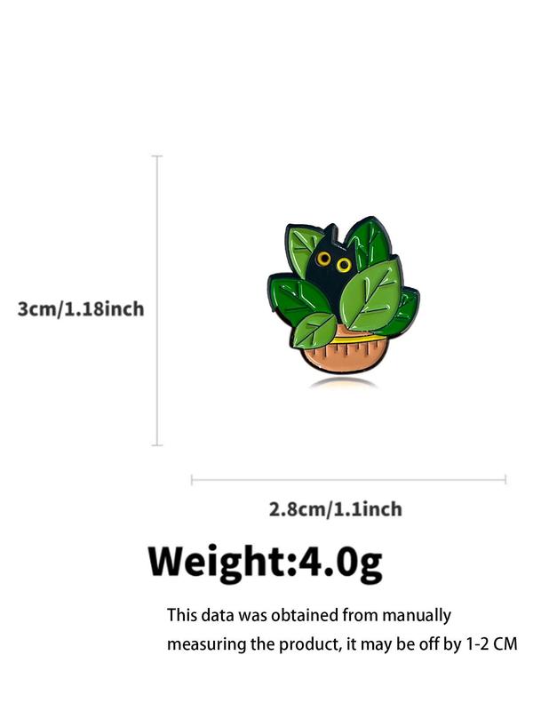 Cute Cartoon Plant & Cat Design Enamel Brooch Pin, Casual Dainty Jewelry For Party, Daily Clothing Decor For Girl