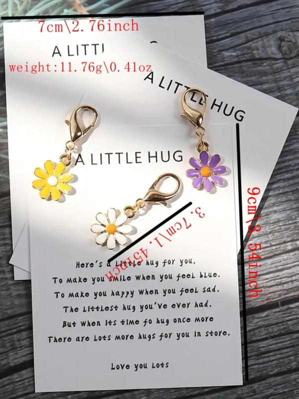 Cute Flower Design Keychain, Fashionable Keychain for Women & Men, Trendy All-match Keychain for Birthday Gift, with Card