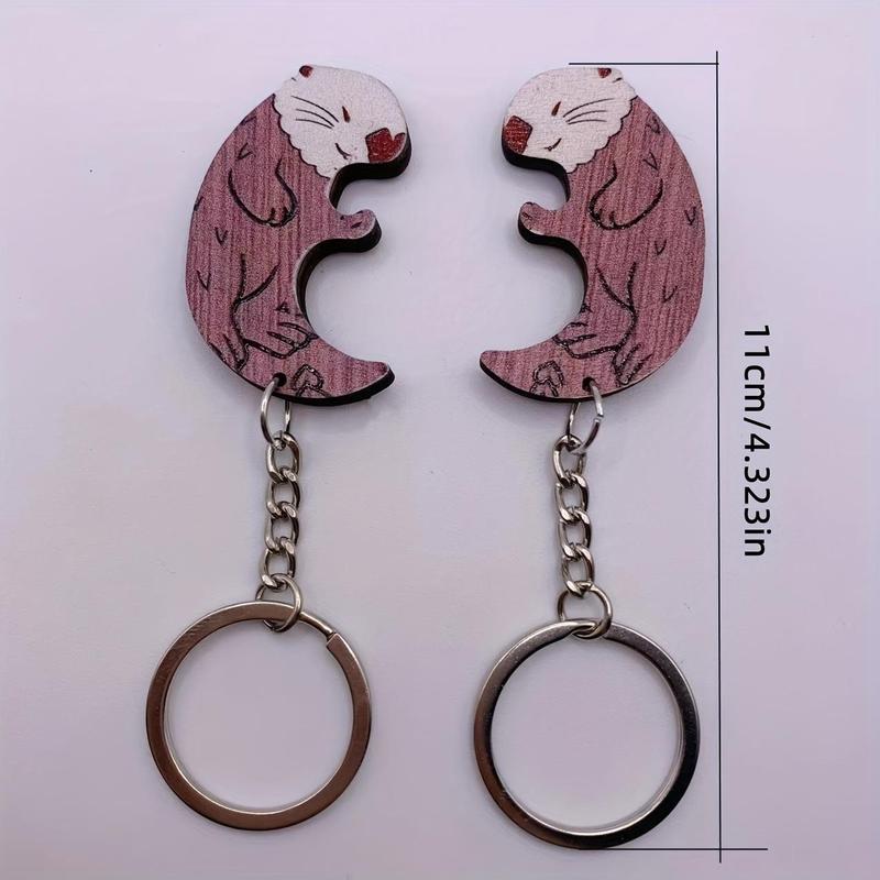 Otter Couple Design Keychain, Cute Keychain for Couple, Matching Puzzle Keychain for Bag Car Phone, Fashion Accessories for Men & Women