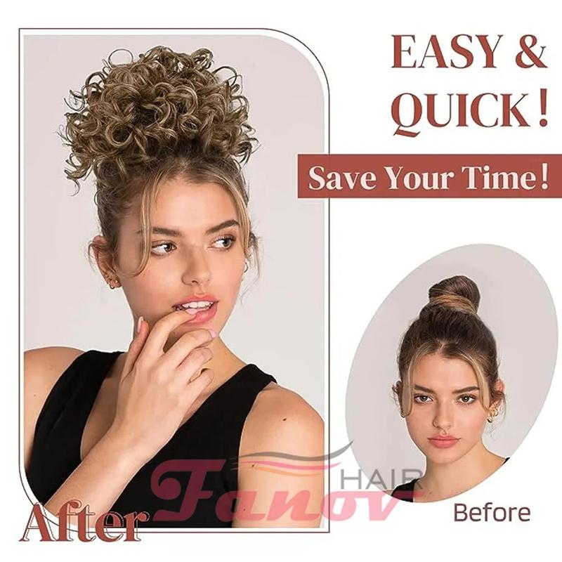 Lynk&Beauty Hair Large Puff Messy Hair Bun Elastic Drawstring Loose Wave Curly Ponytail Extension Synthetic Hair Chignon for Women Daily Use