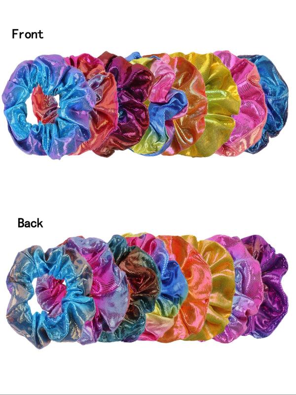 Random Color Glitter Scrunchies Set, Ombre Colorful Elastic Hair Tie, Hair Accessories for Women & Girls, Minimalist Headwear Suitable for Thick Hair