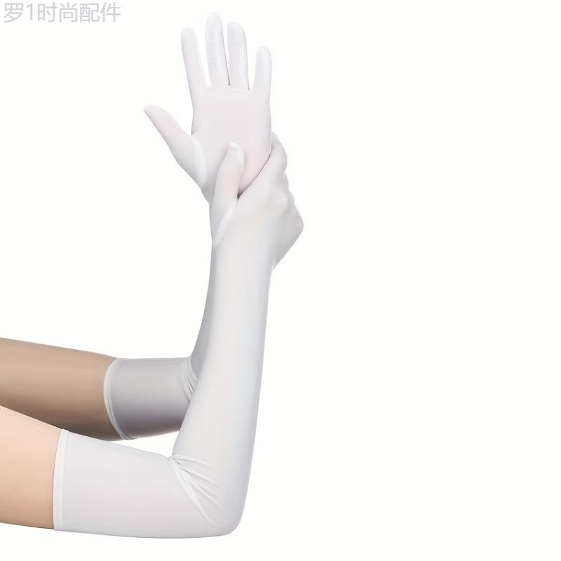 1 Pair Satin Long Gloves Solid Color Elastic Decoration Gloves For Prom Party Wedding Bridal Gloves