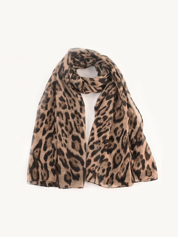 Leopard Print Long Scarf, Women's Elegant Shawl, Fashionable Scarf for All Seasons, Versatile Scarf for Women for Daily Wear