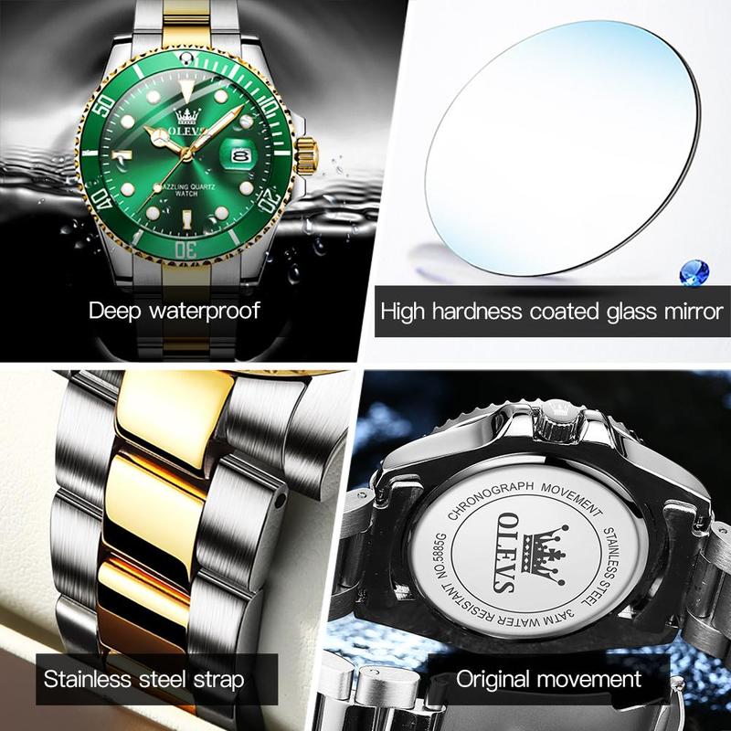 OLEVS High Quality Original Watch Men Stainless Steel New Trend Mens Watch Calendar Luminous Luxury Quartz Men's Wrist Watches