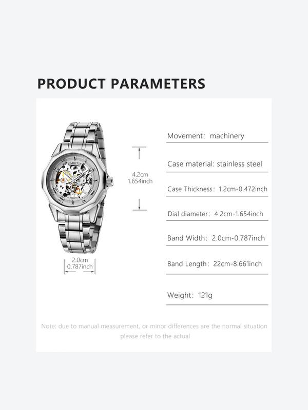 Men's Business Fashion Stainless Steel Mechanical Watch, Casual Analog-digital Multi-function Wristwatch for Men, Perfect Birthday Gift for Men, with Box