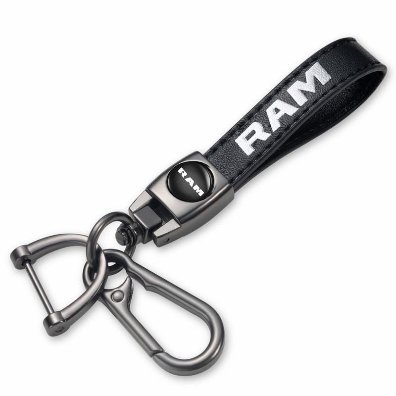 Genuine Leather Car Keychain Compatible with RAM  , Car Key Chains Ring Accessories Family Present for Man and Woman