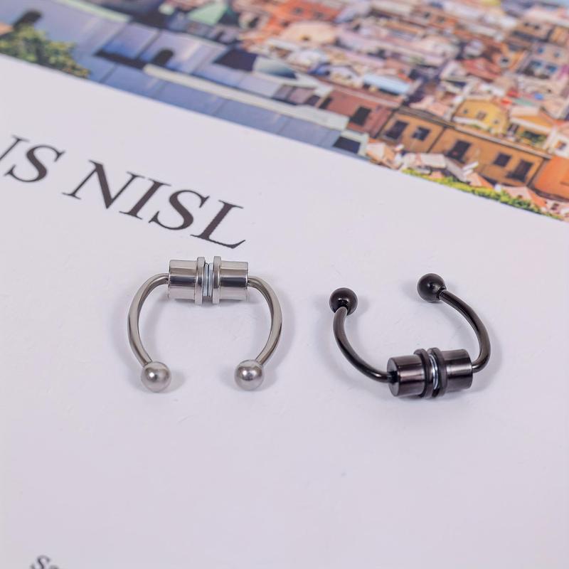 2count Stainless Steel Magnet Nose Rings, Y2K Horseshoe Rings Accessories for Men