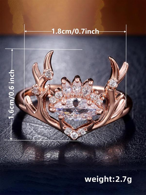 Cute Rhinestone Decorated Deer Design Ring, Fashionable Matching Jewelry for Women & Girls, Suitable for Party, Daily Clothing Decor for Gift, Back To School Accessory