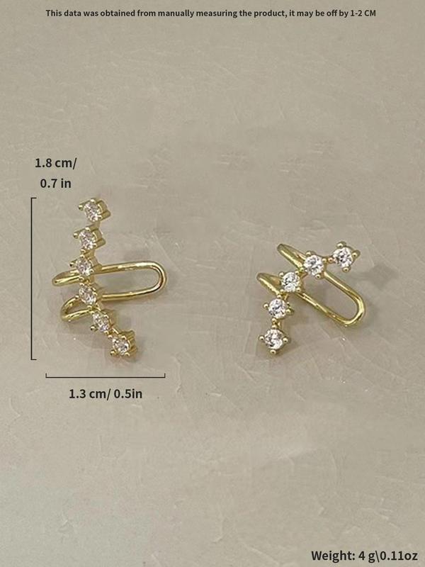 Women's Elegant Fashion Artificial Zircon Ear Cuff, 1 Pair Casual Simple Style Plain Color Ear Bone Clip, Fashionable Jewelry for Women for Daily & Party Decoration