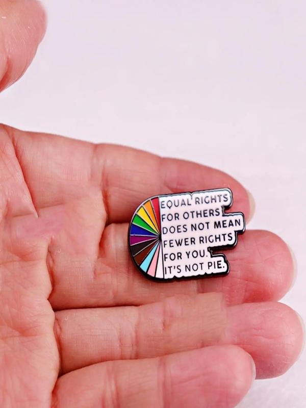 LGBT Street Style Rainbow & Slogan Pattern Brooch, Casual Trendy Geometric Shaped Design Brooch, Fashionable Clothes Accessories for Daily & Party Decoration