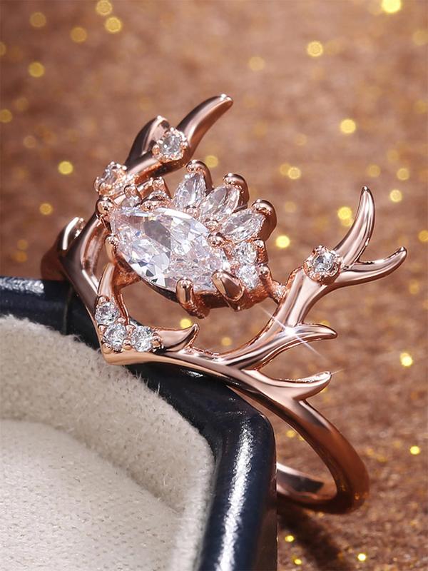 Cute Rhinestone Decorated Deer Design Ring, Fashionable Matching Jewelry for Women & Girls, Suitable for Party, Daily Clothing Decor for Gift, Back To School Accessory