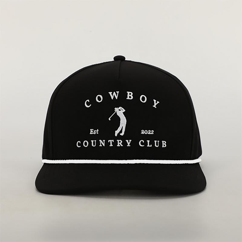 Cowboy Club Black Embroidered rope hat Gift for men