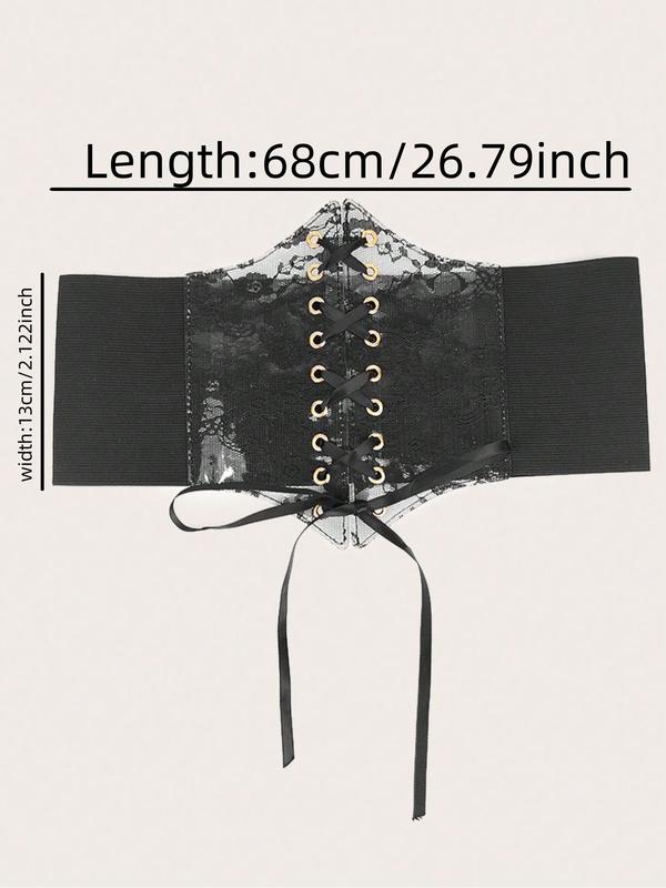 Women's Elegant Contrast Lace Corset Belt, Lolita Lace-up Corset Belt, Trendy Minimalist Elastic Waistband, Fashionable Clothes Accessories for Daily & Party Decoration