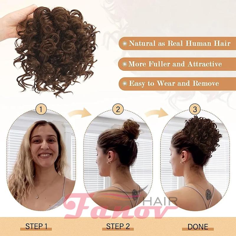 Lynk&Beauty Hair Large Puff Messy Hair Bun Elastic Drawstring Loose Wave Curly Ponytail Extension Synthetic Hair Chignon for Women Daily Use