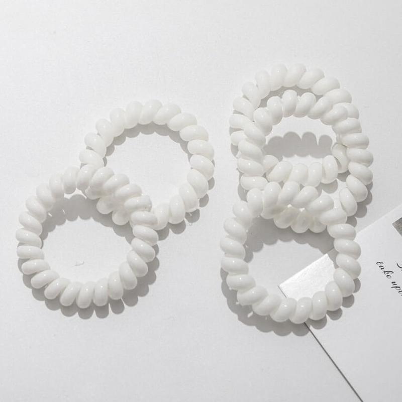 Spiral Hair Ties Traceless Coil Hair Ties 20 count No Crease Phone Cord Hair Ties  Ponytail Holder 2.15inch No  Elastic Hair Bands Hair Accessories for Women Girls (White)