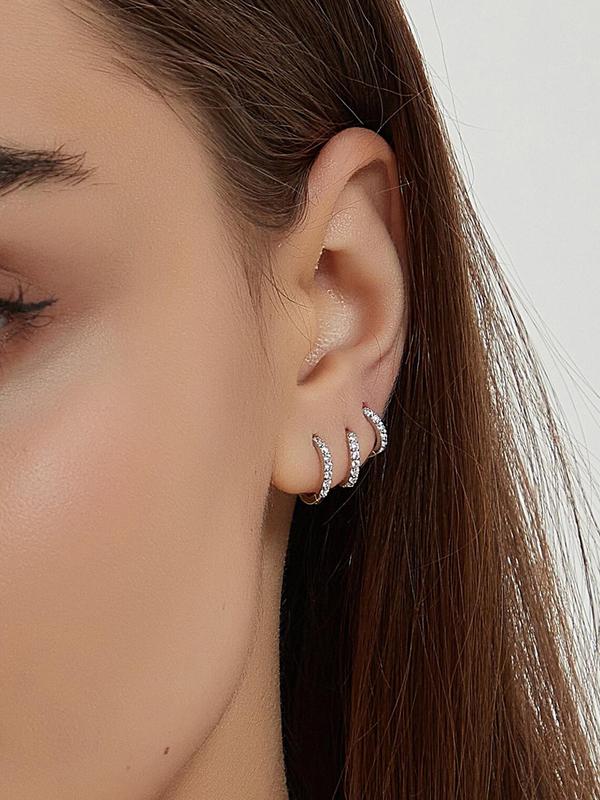 Women's Elegant Rhinestone Decorated Hoop Earrings, Fall 2024 New Arrival Summer Fashion Jewelry for Party, Daily Clothing Decor, Trendy All-match & Exquisite Jewelry for Birthday Gift