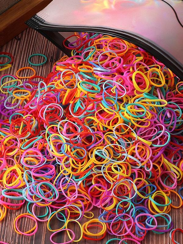 Random Color Disposable Hair Ties, 1000pcs set Cute Colorful Elastic Small Hair Ties, Casual Basic Hair Accessories for Women & Girls