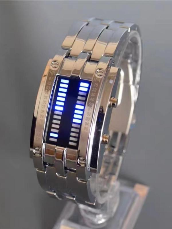 Men's Fashion Waterproof Binary Luminous Digital Watch, Casual Digital Watch with LED Display, Trendy All-match & Exquisite Watch for Birthday Gift without Box