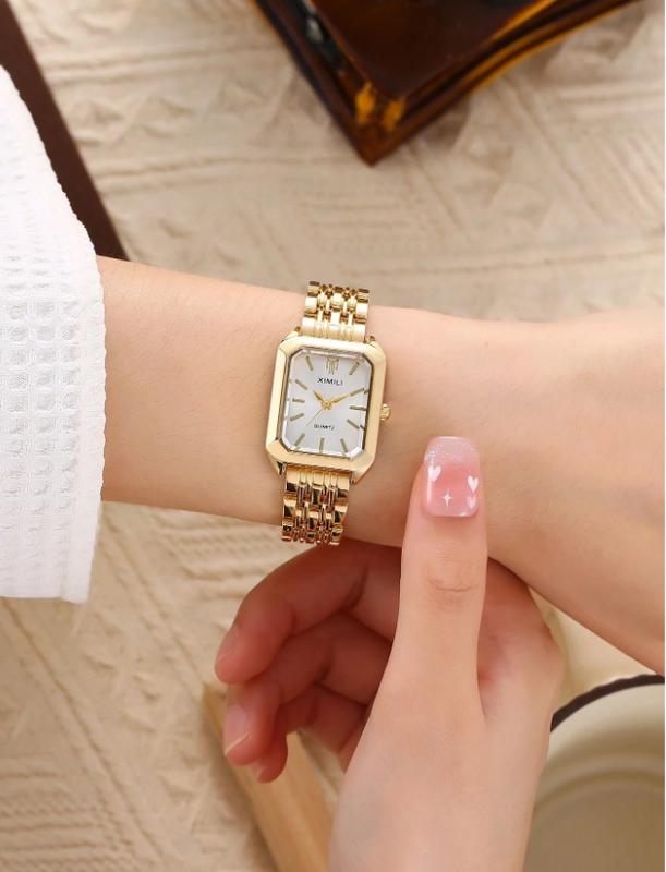 Fashion Classic 5-Pearl Bracelet Watch for Women, Square Dress Watch for Goddesses