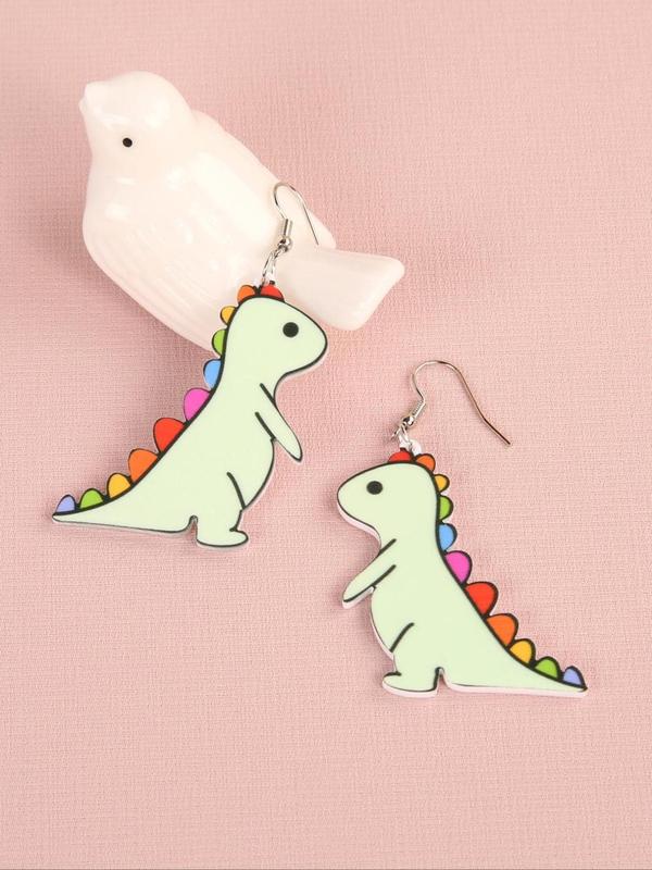 Cute Cartoon Dinosaur Design Dangle Earrings, 1 Pair Creative Fashion Acryl Jewelry Accessories for Women and Girls, Holiday Birthday Party Gifts