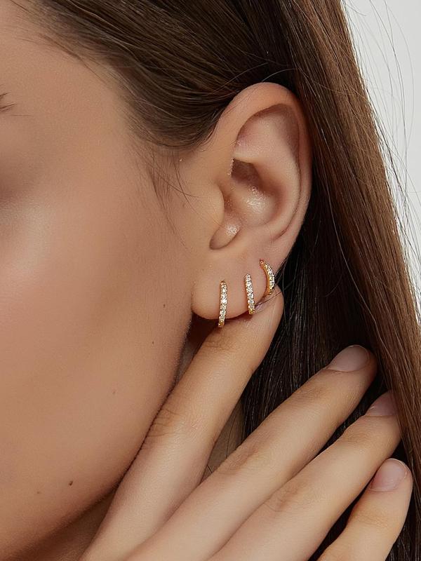 Women's Elegant Rhinestone Decorated Hoop Earrings, Fall 2024 New Arrival Summer Fashion Jewelry for Party, Daily Clothing Decor, Trendy All-match & Exquisite Jewelry for Birthday Gift