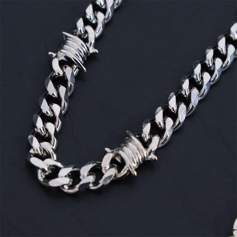 Barbed Wire Cuban Link Wallet Chain + Bracelet Stainless Steel For Men And Women