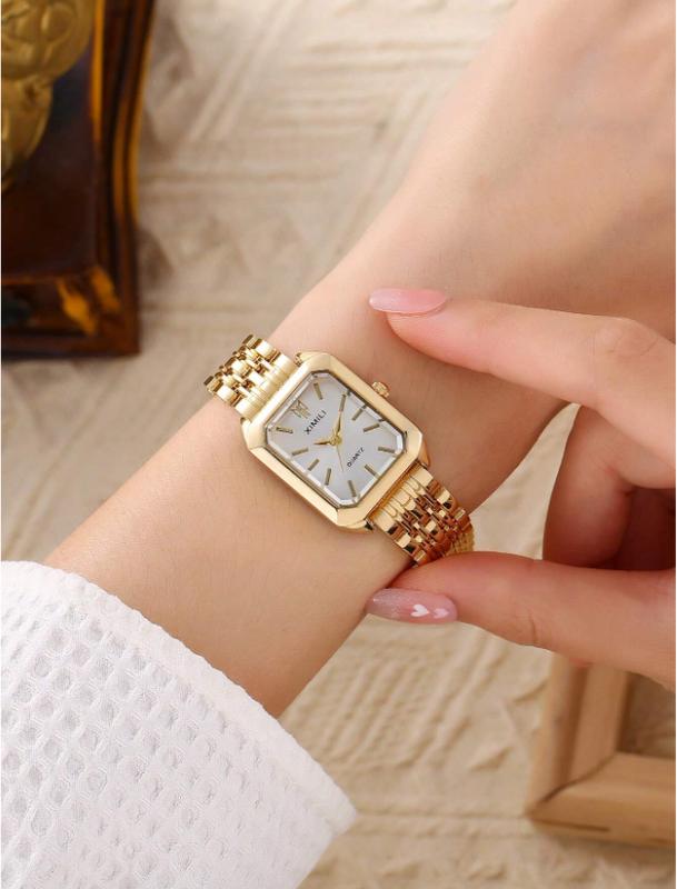 Fashion Classic 5-Pearl Bracelet Watch for Women, Square Dress Watch for Goddesses