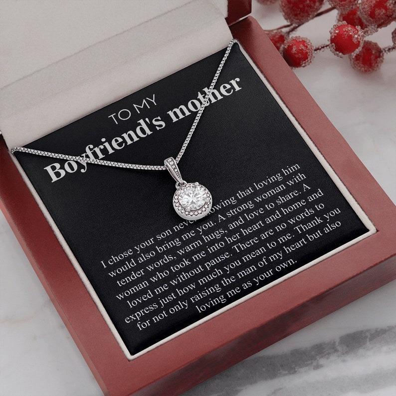 Necklace Gift For Boyfriend's Mother, Birthday Gift For Boyfriend’s Mom, Necklace With Message Card, Christmas Gift For Boyfriends Mom