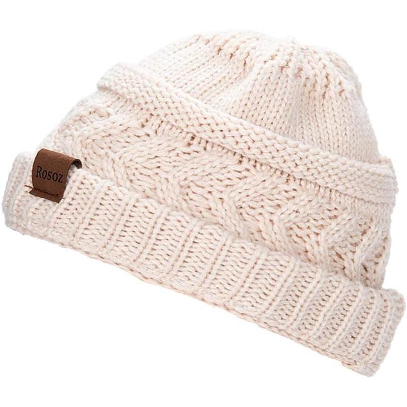 2 Pieces Winter Warm Beanie Tail Soft Stretch Cable Knit Messy High Bun Beanies Ponytail Beanie outdoor hat