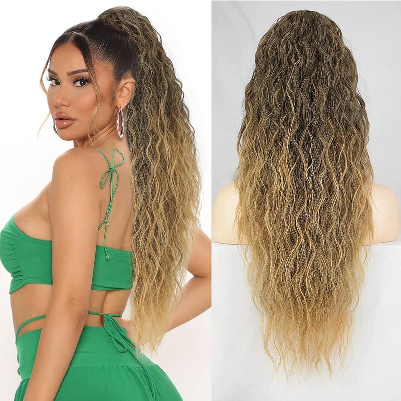 AISI HAIR Ponytail Extension Drawstring Ponytail Hair Extensions for Women 26 Inch Long Wavy Synthetic Hairpiece for Women Daily Party Use Curly Wavy