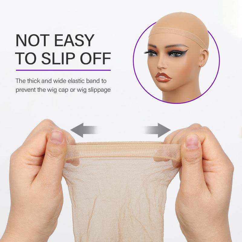 OQ 1 PACK Invisible HD Human Hair Wig Cap Stretchable Elastic Hair Net For Women