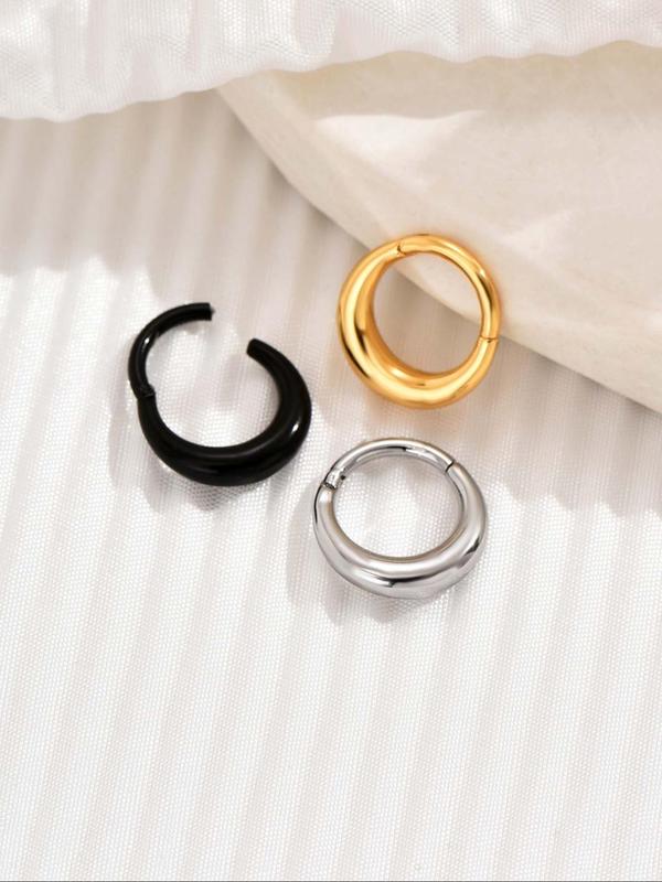 Simple Stainless Steel O-shaped Nose Ring, Body Piercing Jewelry for Men & Women, Fashion Jewelry for Party, Daily Clothing Decor, Trendy All-match & Exquisite Jewelry for Gift