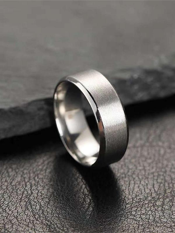 Minimalist Style Stainless Steel Ring, Plain Frosted Ring for Men and Women, Fashion Versatile Accessory for Daily Wear, Unique Gift for Friends